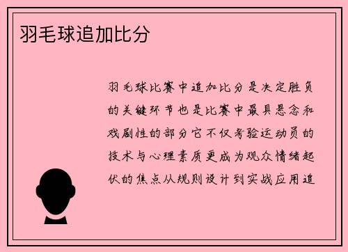 羽毛球追加比分